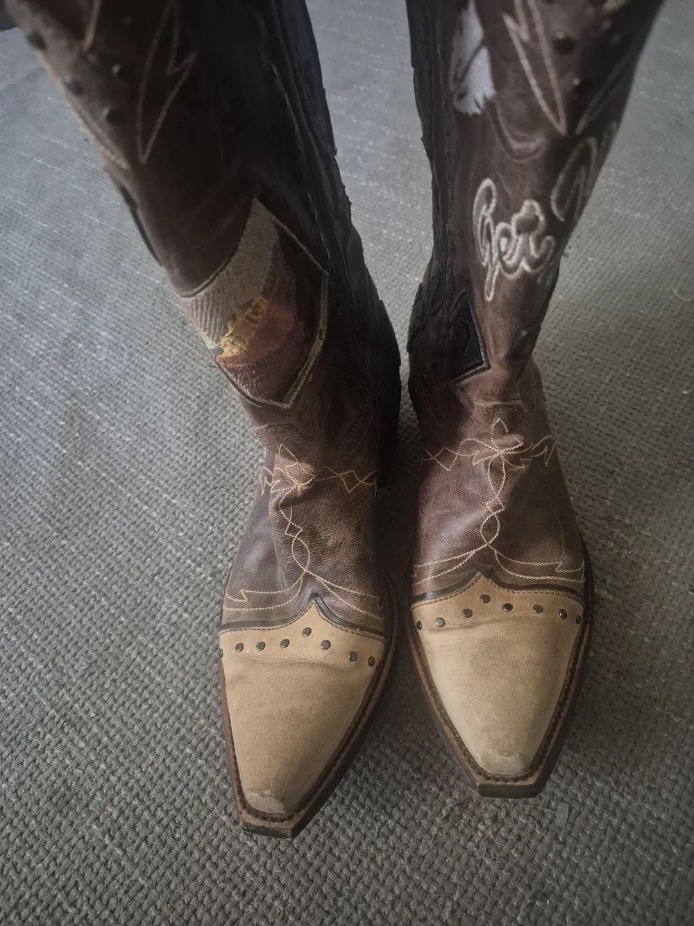 Old Gringo Brown Western Patchwork Embroidered Cowboy Boots - Picture 5 of 8